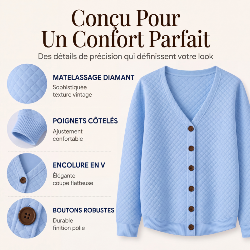 Veste matelassée décontractée à boutons pour femme