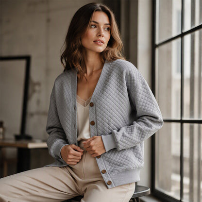 Veste matelassée décontractée à boutons pour femme