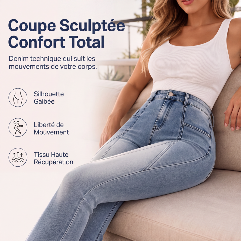 Jean skinny taille haute amincissant pour femme