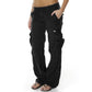 Pantalon cargo vintage à jambes larges pour femme