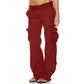 Pantalon cargo vintage à jambes larges pour femme
