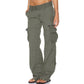 Pantalon cargo vintage à jambes larges pour femme