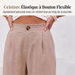 Pantalon décontracté femme taille haute jambe large