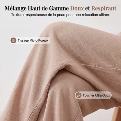 Pantalon décontracté femme taille haute jambe large