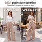 Pantalon décontracté femme taille haute jambe large
