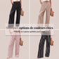 Pantalon décontracté femme taille haute jambe large
