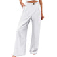 Pantalon décontracté femme taille haute jambe large