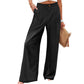 Pantalon décontracté femme taille haute jambe large