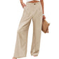 Pantalon décontracté femme taille haute jambe large