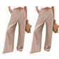 Pantalon décontracté femme taille haute jambe large