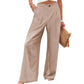 Pantalon décontracté femme taille haute jambe large