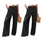 Pantalon décontracté femme taille haute jambe large