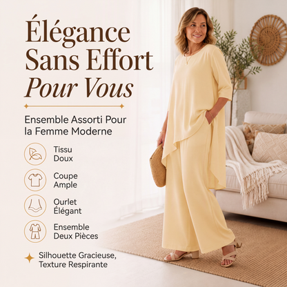 Ensemble chic pour femme : haut asymétrique et pantalon large
