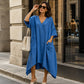 Robe asymétrique ample à col V pour femme