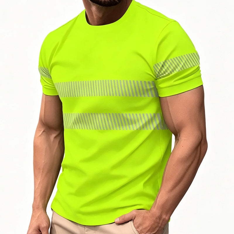 T-shirt rayé à blocs de couleur pour homme