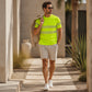 T-shirt rayé à blocs de couleur pour homme