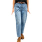 Pantalon en jean droit décontracté pour femme