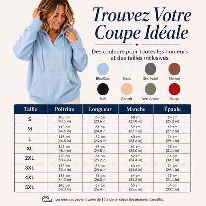 Pull décontracté à capuche et col V uni pour femme