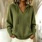 Pull décontracté à capuche et col V uni pour femme