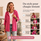 Cardigan en maille à capuche pour femme, manches 3/4