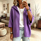 Cardigan en maille à capuche pour femme, manches 3/4