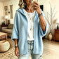Cardigan en maille à capuche pour femme, manches 3/4