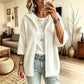 Cardigan en maille à capuche pour femme, manches 3/4