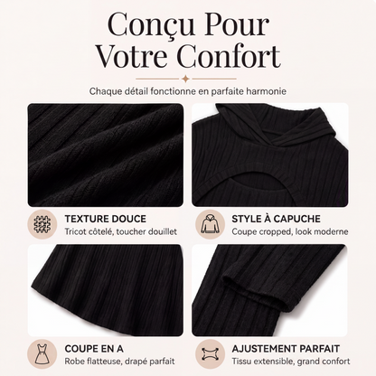 Ensemble 2 pièces en maille côtelée pour femme