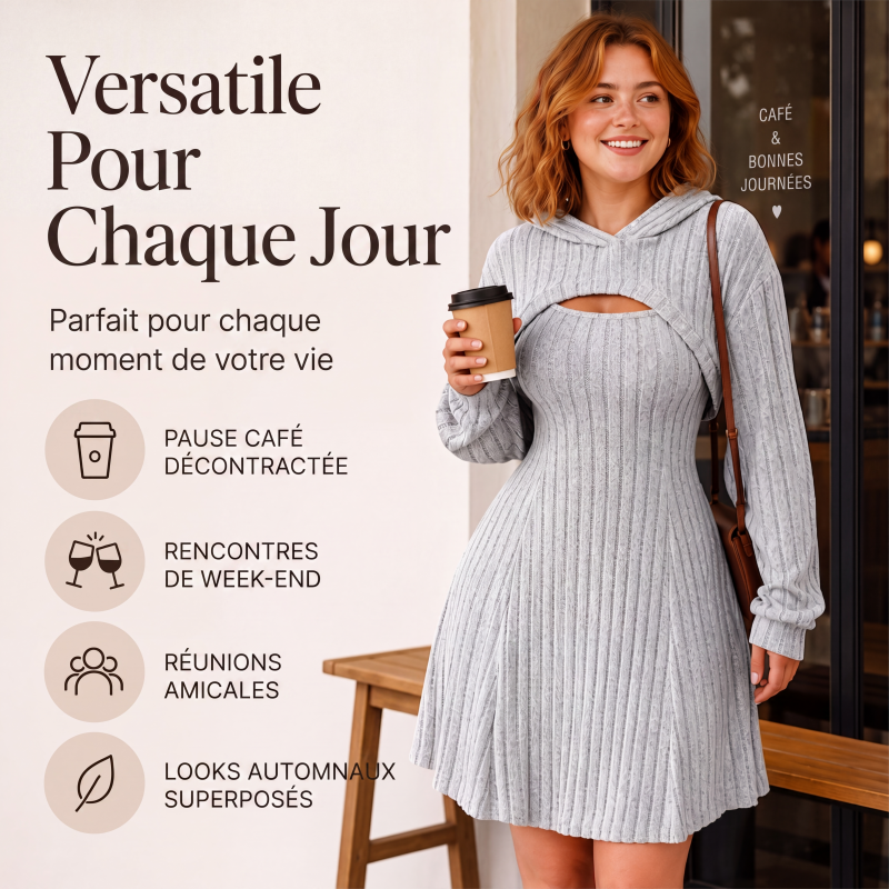 Ensemble 2 pièces en maille côtelée pour femme