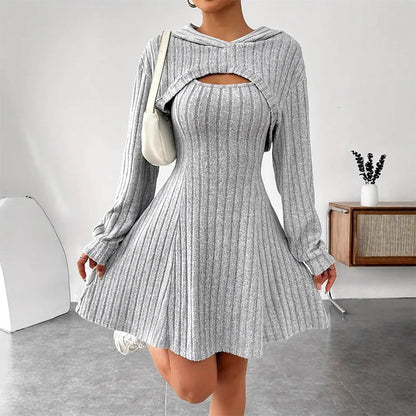 Ensemble 2 pièces en maille côtelée pour femme