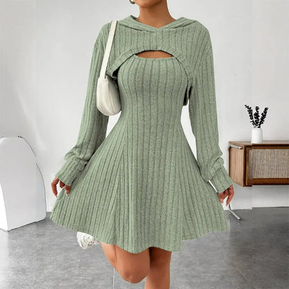 Ensemble 2 pièces en maille côtelée pour femme