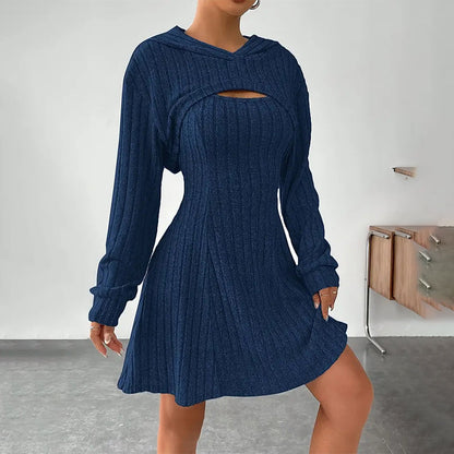 Ensemble 2 pièces en maille côtelée pour femme