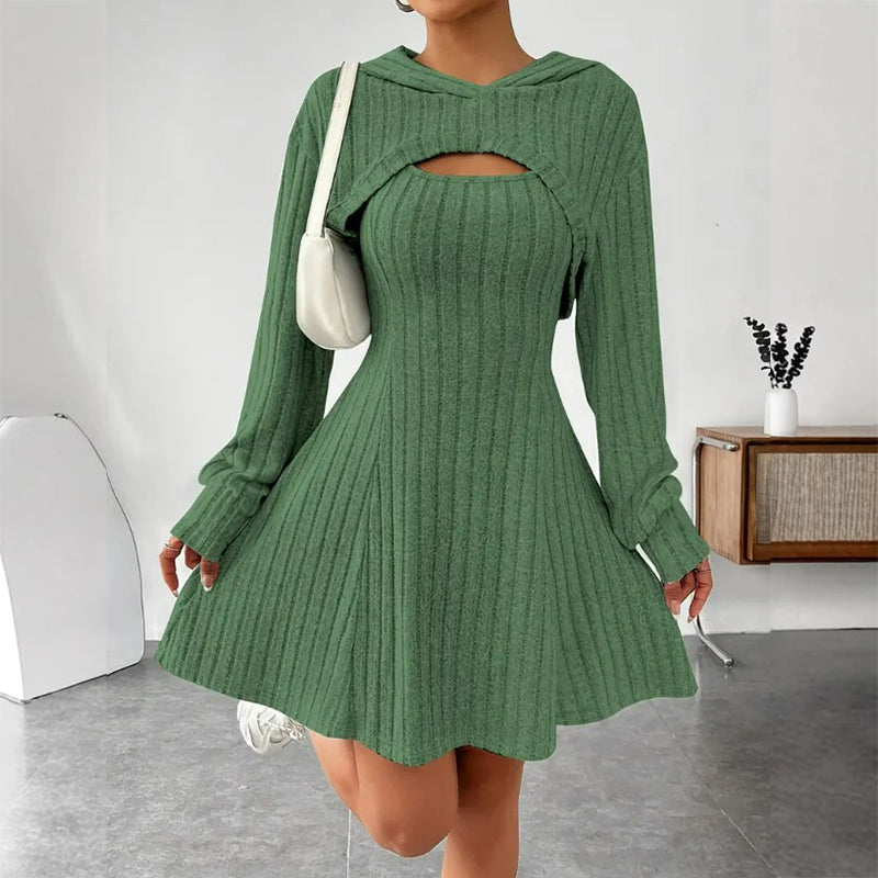 Ensemble 2 pièces en maille côtelée pour femme