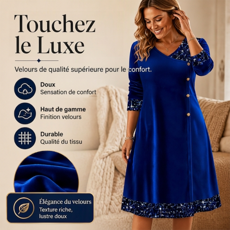 Robe élégante à col V et sequins pour femme