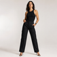 Pantalons cargo taille haute pour femme, coupe décontractée jambe droite, pantalons utilitaires avec poches