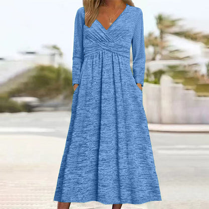 ✨ Robe Portefeuille Femme Élégante à Col V – Coupe Flatteuse & Poches Pratiques