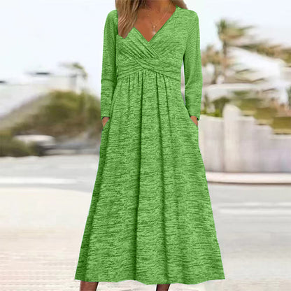 ✨ Robe Portefeuille Femme Élégante à Col V – Coupe Flatteuse & Poches Pratiques