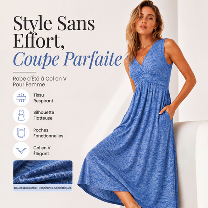 ✨ Robe Femme Grande Taille Sans Manches – Col V Élégant & Coupe Flatteuse