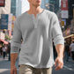 🛒 OFFRE LIMITÉE : -50% ! Chemise Henley à manches longues en maille gaufrée pour homme