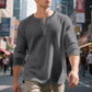 🛒 OFFRE LIMITÉE : -50% ! Chemise Henley à manches longues en maille gaufrée pour homme