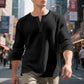 🛒 OFFRE LIMITÉE : -50% ! Chemise Henley à manches longues en maille gaufrée pour homme