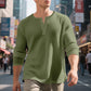 🛒 OFFRE LIMITÉE : -50% ! Chemise Henley à manches longues en maille gaufrée pour homme