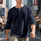 🛒 OFFRE LIMITÉE : -50% ! Chemise Henley à manches longues en maille gaufrée pour homme