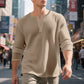 🛒 OFFRE LIMITÉE : -50% ! Chemise Henley à manches longues en maille gaufrée pour homme