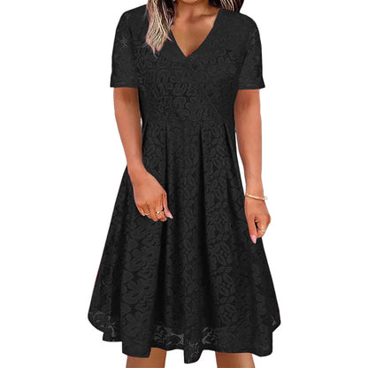Robe élégante en dentelle à col V pour femme