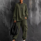 Ensemble décontracté pour femme : haut à col rond et pantalon cargo