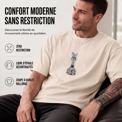 T-shirt pour homme à col rond avec motif d'échecs