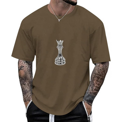 T-shirt pour homme à col rond avec motif d'échecs