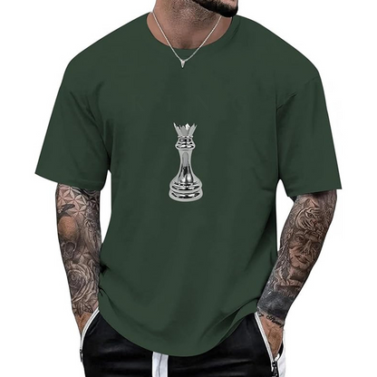 T-shirt pour homme à col rond avec motif d'échecs
