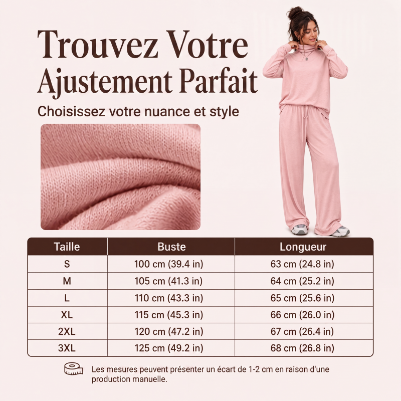 ✨ Ensemble Femme 2 Pièces – Col Roulé Élégant & Pantalon Large Fluide